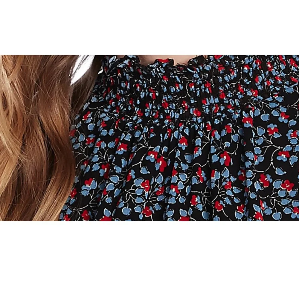 1.State | Floral Smock Mock Neck Blouse - Picture 4 of 4
